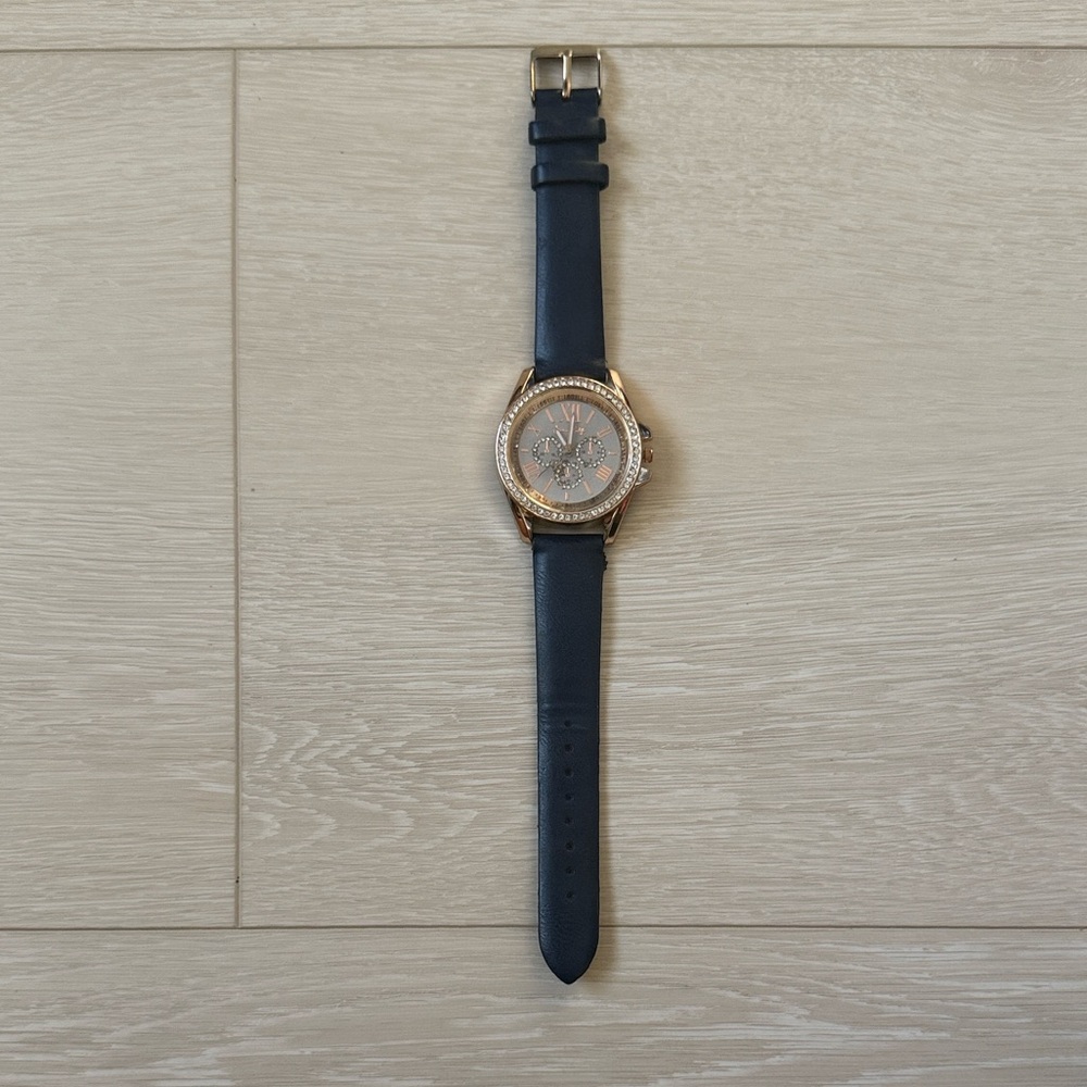 ✨ Jessica Carlyle Women's Rose Gold Watch with Blue Strap